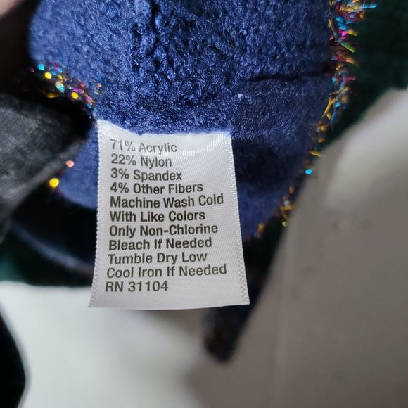 True Craft Women's Striped Tinsel Holiday Christmas V-Neck Sweater Size Small - Picture 5 of 7